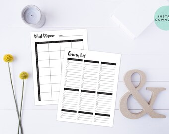 Meal Planner & Grocery List Printable | Shopping List Printable | Menu Planner Printable | Meal Planner Printable | Grocery List | Download