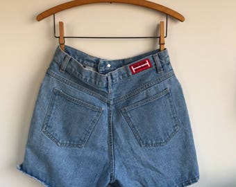 Vintage 90's Halston Jean Shorts Size 6 Hogj Waisted Denim Jean Shorts
