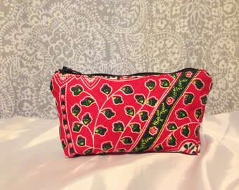 Quilted Floral Small Zippered Pouch