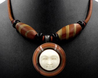 Carved Bone Moon Necklace