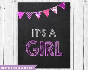 It's a girl pregnancy announcement // gender reveal // pregnancy chalkboard // Instant Download JPEG Printable