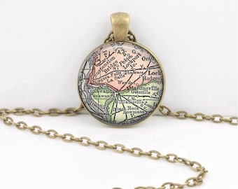 Niagara Falls New York Vintage Map Geography Gift Pendant Necklace or Key Ring