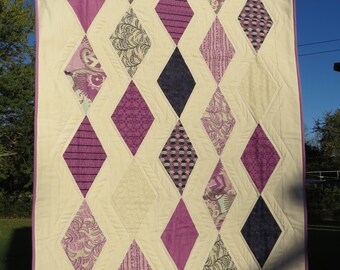 Modern Handmade baby girl quilt, baby quilt, crib quilt