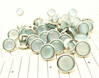 24 Light Blue Cowgirl Snaps Pearl Prong Western Snaps