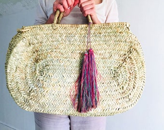 Moroccan Beach/Market Bag. Mayan Zinacantan Tassel