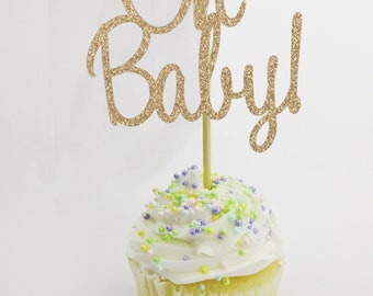 Oh Baby Cupcake Topper, Baby Shower Cupcake Topper, Cursive Cupcake Topper, Baby Cupcake Topper, Baby Shower Decoration, Baby Shower