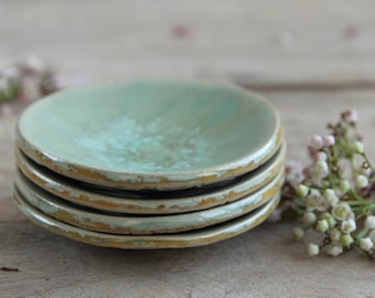 Bowl tiny, small bowl, ring dish, tea tip, stoneware, pottery, handmade bowl, trinket dish, jewelry dish, green, price is for one bowl