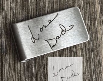 Handwriting Engraved Custom Money Clip, Personalized Gift for Father's Day, Anniversary, Wedding, Graduation, groomsman, Gift For Him