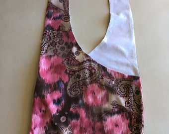 Handmade Upcycled Pink Floral Hobo Shoulder Purse