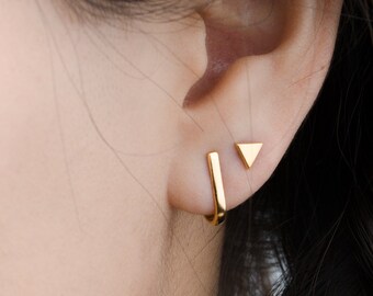 Hook Stud Earrings, Sterling Silver, Gold Plated, Dainty Post Earrings, Minimalist Studs, Modern Lunaijewelry, Gift for her, STD063
