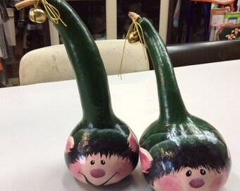 Painted Elf Gourd - Santas Little Helper