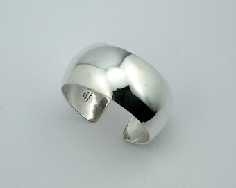 Shiny Sterling Silver Vintage Wide Cuff Bracelet #WIDESS-CF5