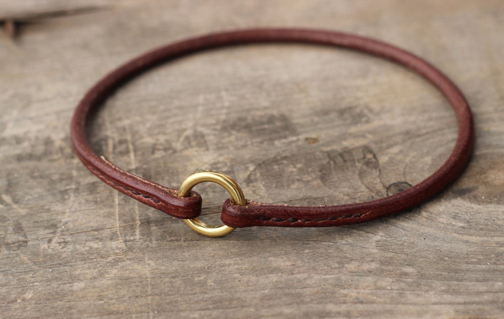 Dog tag collar Round leather ID hanger collar