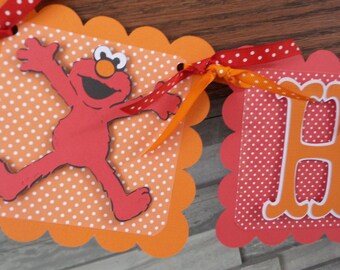 Elmo Happy Birthday Banner, Boy Elmo Birthday Banner, Elmo Birthday Decor, Elmo Polka dotted banner, 1st birthday banner, Elmo party