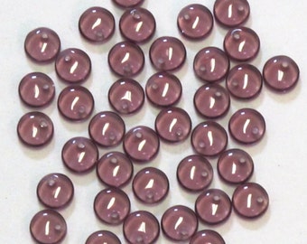 50 pieces 6mm Amethyst Purple Lentil Beads Top Drilled Fringe Charm