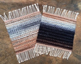 Handwoven Earthbound Mug Rugs, Set of 2, coasters