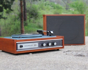 Vintage record player USSR Record, Soviet record player, Old gramophone, Vinyl record player, Records turntable phonograph with big speaker