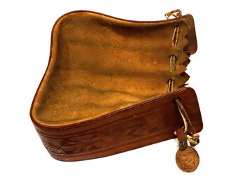 Dale Evans Original Drawstring Stirrup Purse, Vintage Brown Suede and Tooled Leather Western Cowgirl Hand Bag itsyourcountry