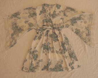 1960's / 70's Vintage Floral Sun Dress - Bell / Flare Sleeve - Size 10