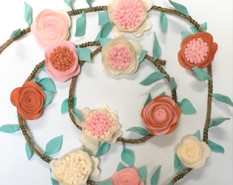 Felt Flower Garland nursery wedding decoration - Home decor