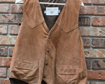 Shepler's Scully Suede Leather Western Vest Men's 44 Regular Vintage