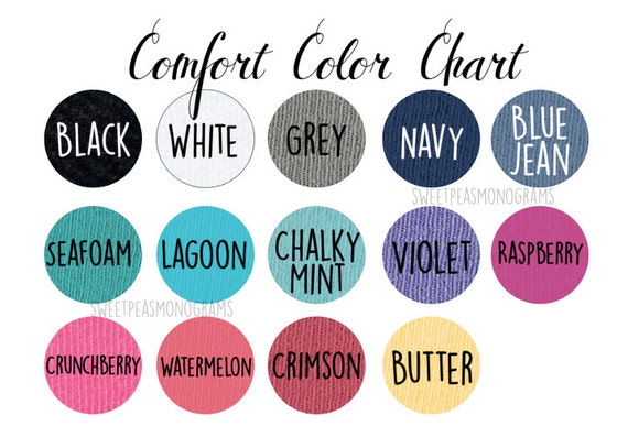 Comfort Colors T Shirts Color Chart