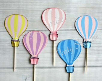 Hot air balloon cupcake toppers | Etsy