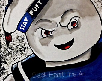 Ghostbusters Stay Puft Marshmallow Man Original Oil Painting Print 8x10