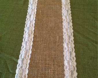 Burlap Lace Table Runner