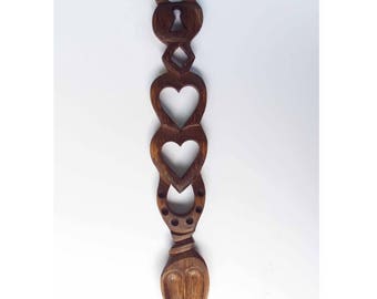 Hand Crafted Welsh Love Spoon 9J Dark