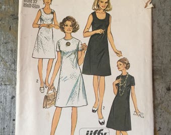Vintage Simplicity Sewing Pattern 9175 Jiffy Dress Womens' Size 14 1/2