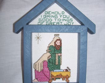 Nativity Scene Cross Stitch Church Frame Cross Tidings Of Great Joy