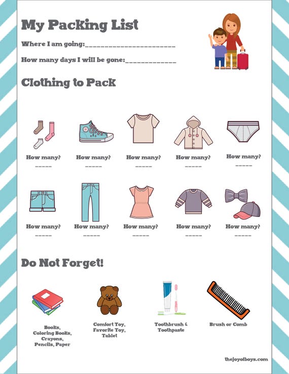 Kids Packing List Vacation Packing List Travel Packing List