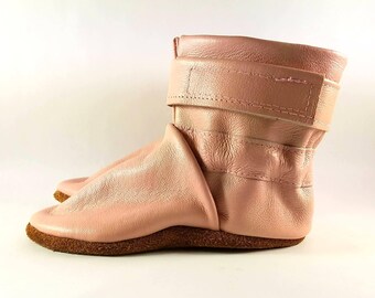 6 to 12 Month Soft Sole Pink Leather Baby Boots