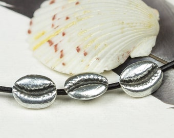 25%OFF Greek Mykonos Cowry Shell Bead Casting Metal Charm Pendant Antique Silver Plated Beach jewelry craft supplies 2 pcs