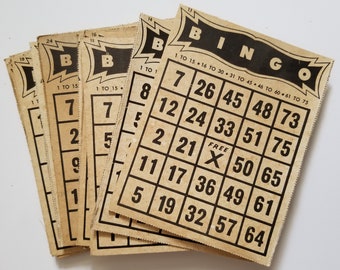 Vintage Bingo Cards, vintage bingo, vintage ephemera, junk journal, junk journal supplies, vintage supplies, junk journal ephemera, kits