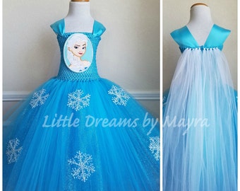 Elsa dress inspired - Queen Elsa tutu dress costume inspired - Snow Queen tutu dress size nb to 14years