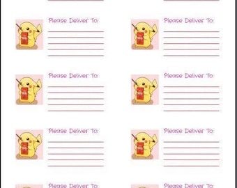 Pikachu Pokey Please Deliver To label