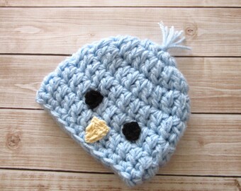 Crochet Baby Hat, Baby Chick Hat, Baby Boy Hat, Baby Easter Hat, Newborn Chick Hat, Infant Easter Hat, Baby Chick Beanie, Blue Baby Hat