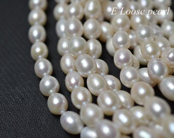 genuine Rice Pearl Large hole pearl freshwater pearl Necklace pearl white loose pearl 8.5-9mm 38pcs Full Strand Item No : PL6226