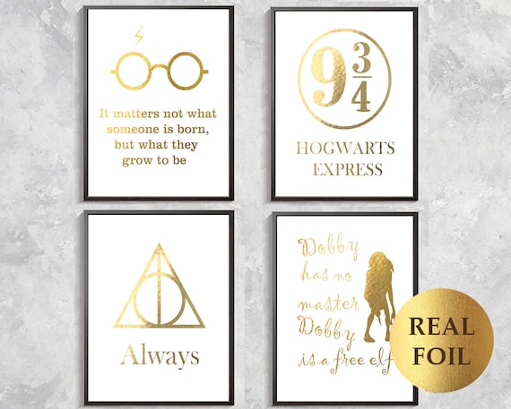 Harry Potter Prints Harry Potter Quotes Gold Symbols Print