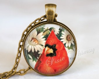 CARDINAL Necklace, Cardinal Pendant, Cardinal Keychain, Cardinal Jewelry, Bird Necklace, Bird Pendant, Red Bird, Illinois State Bird, Red