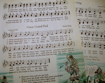 10 Vintage Children's Song Book Pages Vintage Music Pages Scrapbook Supply Decoupage PaperJournal Ephemera Junk Journal Paper Ephemera
