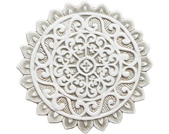 Mandala wall art, Meditation art, Spiritual gift, Yoga art, Mandala decor, Wall tiles, Mandala #1 cutout, 27.5cm, beige