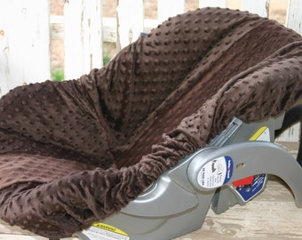 brown minky infant car seat cover only