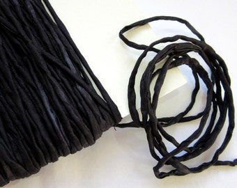 Black Silk String - Black Silk Necklace Cord - Hand Dyed Rolled Silk String
