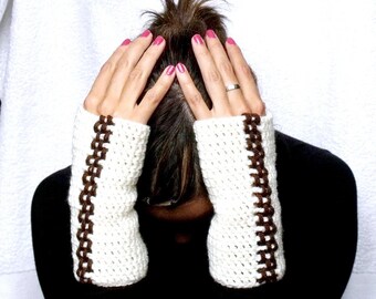 Beige Fingerless Gloves PDF Crochet Pattern