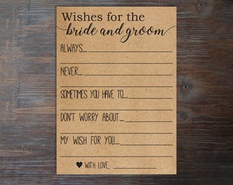 Wishes for the Bride and Groom . Advice for the Bride and Groom Cards . Wishes for the Bride and Groom Cards . Printable . Instant Download
