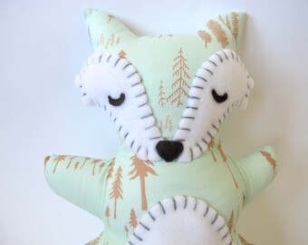 Mint Fox Stuffed Animal - Woodland Nursery Toy