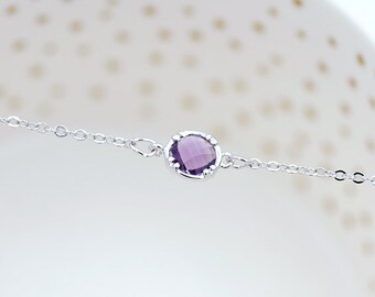 Wedding Jewelry, Purple Necklace, Violet, Purple,Silver Bracelet, Bridesmaid Gifts, Purple Bridesmaid Bracelet,Purple Gifts, Bride Gifts